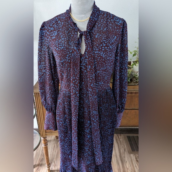 A NEW DAY Multicolored Romantic Classic Pleated Maxi Dress Long Sleeves - Picture 3 of 12